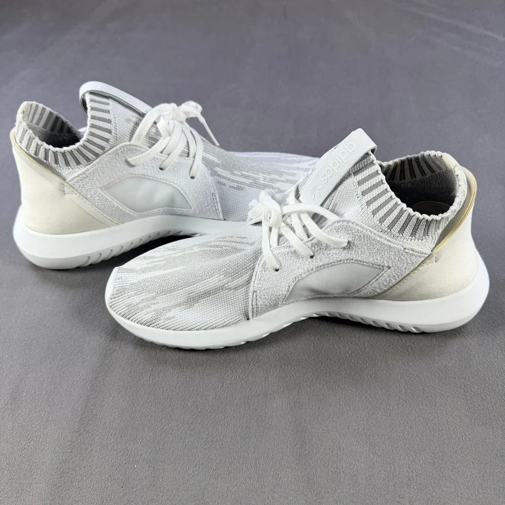 Adidas‎ Tubular Entrap Womens Size 6.5 White Grey Primeknit Running Shoes